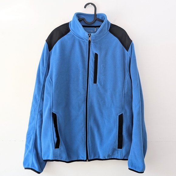 Calvin Klein Modern Blue and Black Zip Up Sweater - Picture 2 of 9